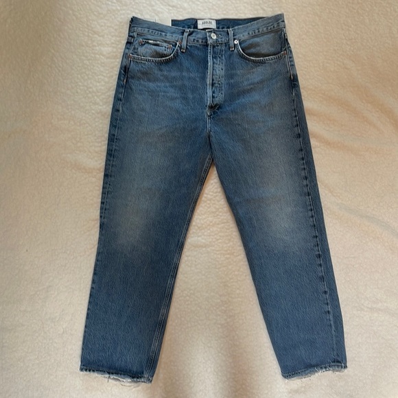 Agolde 90s Crop Mid Rise Straight Jeans in Oblique - Picture 1 of 3